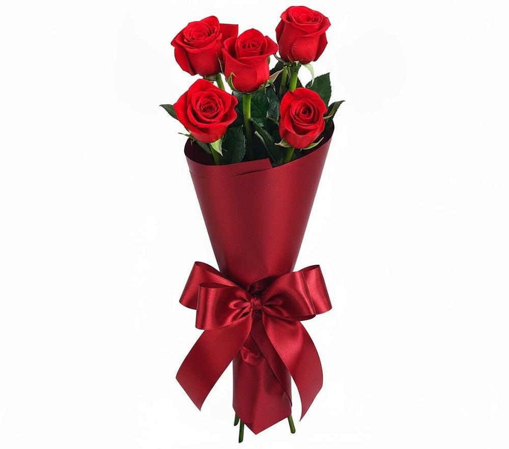 Букет 5 Красных роз Эдлесс Лав в Вырубово