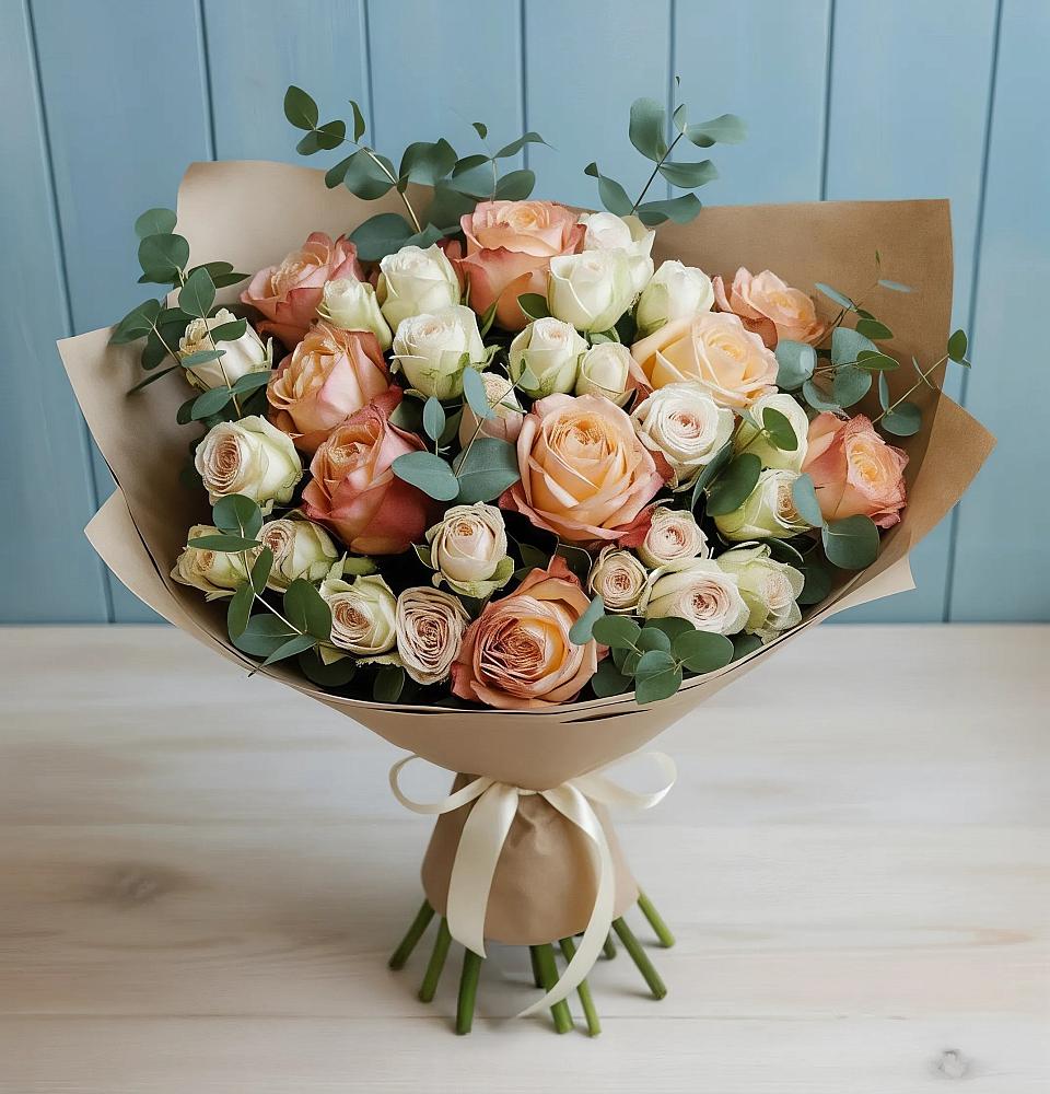 Букет цветов из: Альстромерии и Розы в Вырубово