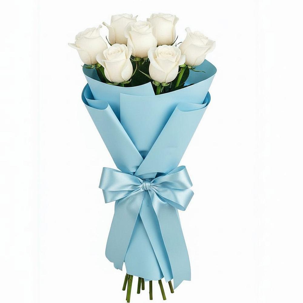 Букет 7 белых роз Проуд в Вырубово