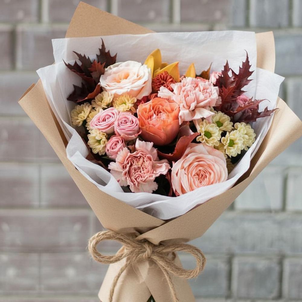 Букет цветов из: Гвоздики, Хризантемы и Розы в Вырубово