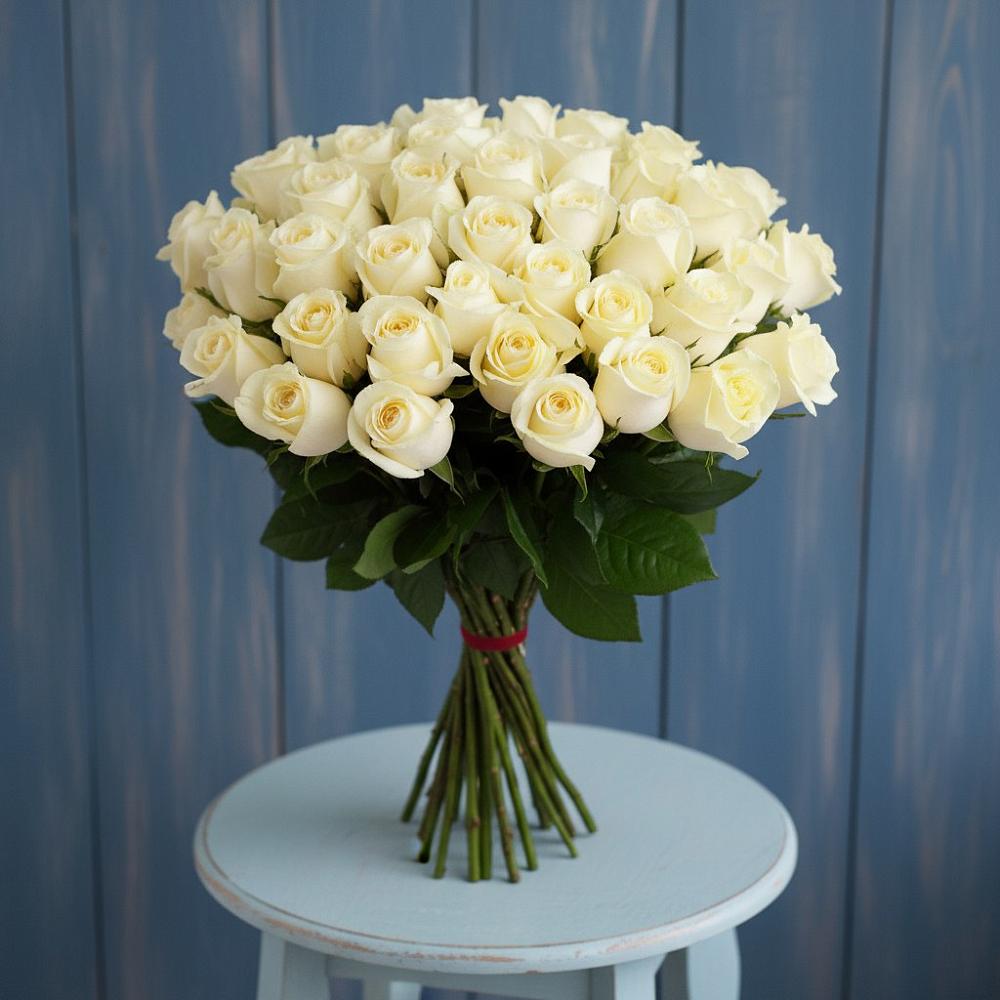 Букет 51 Белая роза Эдлесс Лав в Вырубово