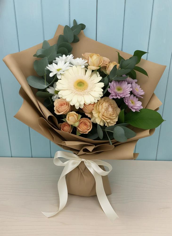 Букет цветов из: Герберы и Хризантемы в Вырубово