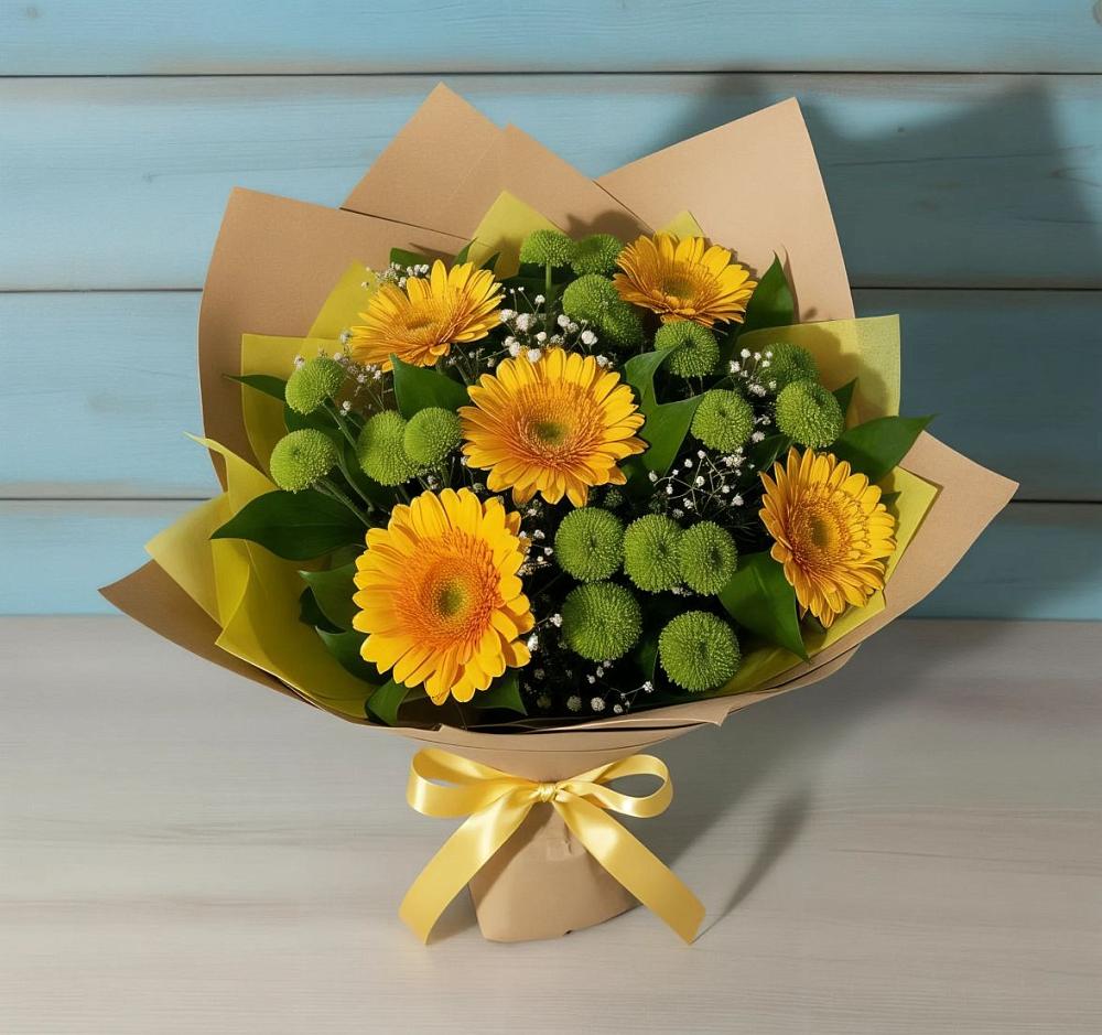 Букет цветов из: Герберы и Хризантемы в Вырубово