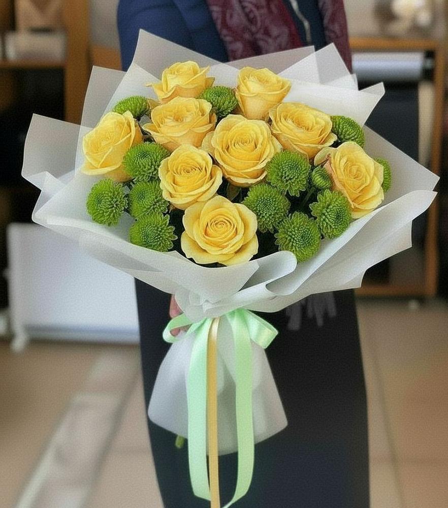 Букет цветов из: Хризантемы и Розы в Вырубово