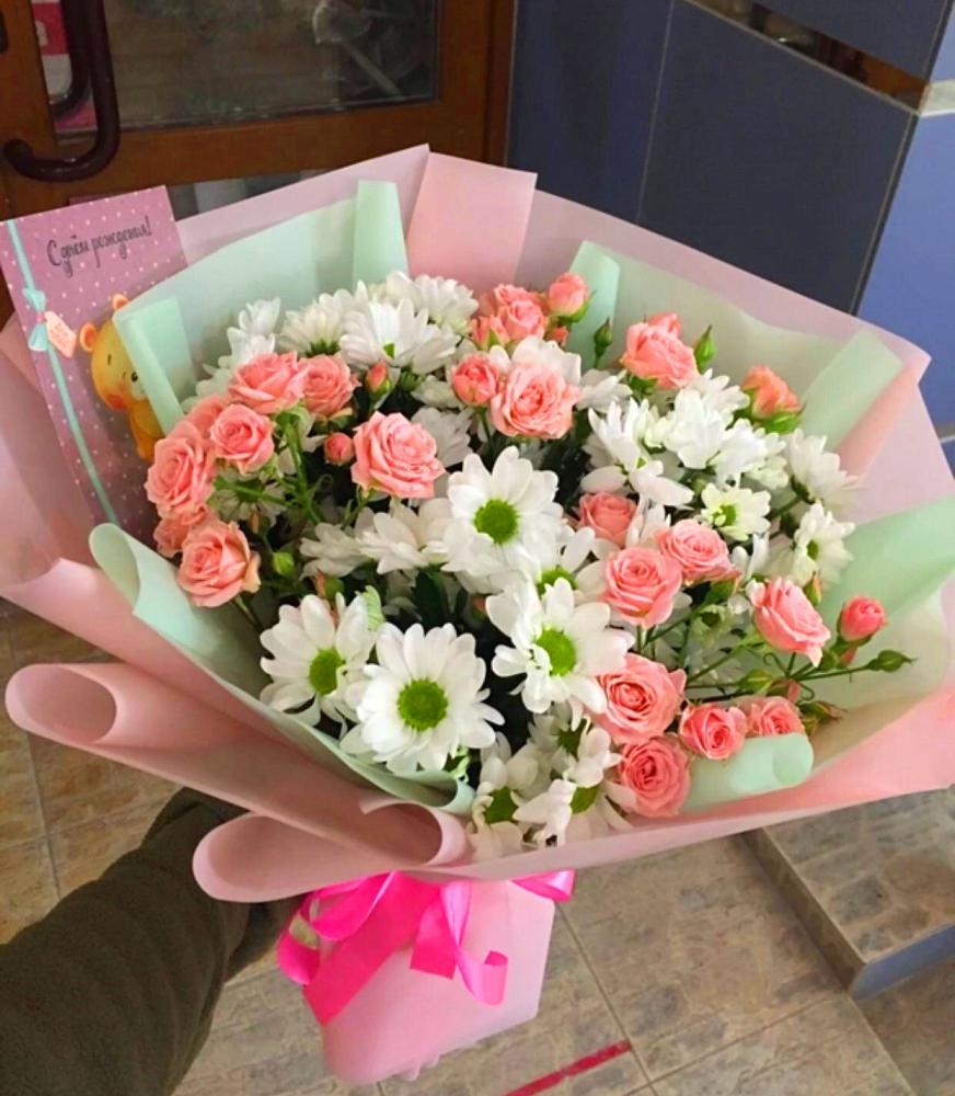 Букет цветов из: Розы и Хризантемы в Вырубово