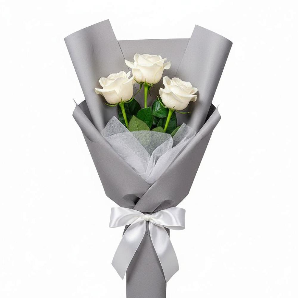 Букет 3 белые розы в Вырубово