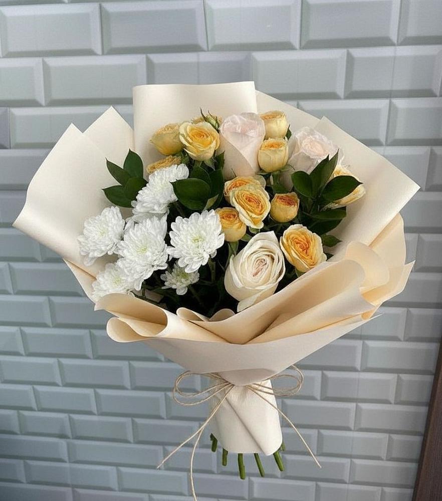 Букет цветов из: Розы и Хризантемы в Вырубово