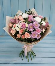 Букет цветов из:  Хризантемы, Розы и Альстромерии в Вырубово