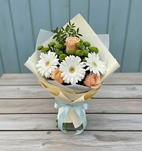 Букет цветов из:  Герберы, Розы и Хризантемы в Вырубово