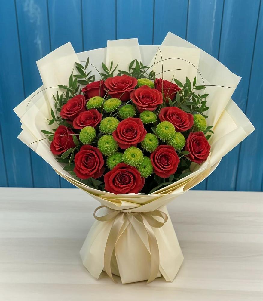 Букет цветов из: Розы и Хризантемы в Вырубово